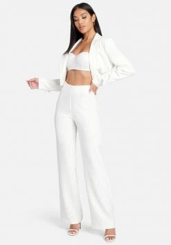 TC Stripe Twill High Waist Wide Leg Pant