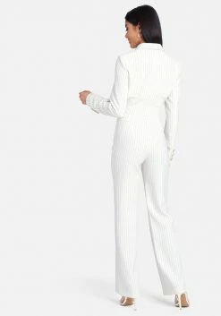 TC Stripe Twill High Waist Wide Leg Pant