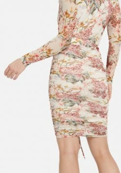 Printed 4 Way Stretch Mesh Ruched Skirt Bridal