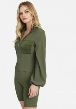 TC Lounge & Active Ottoman Rib Contrast Pocket & Collar Zip Front Jacket