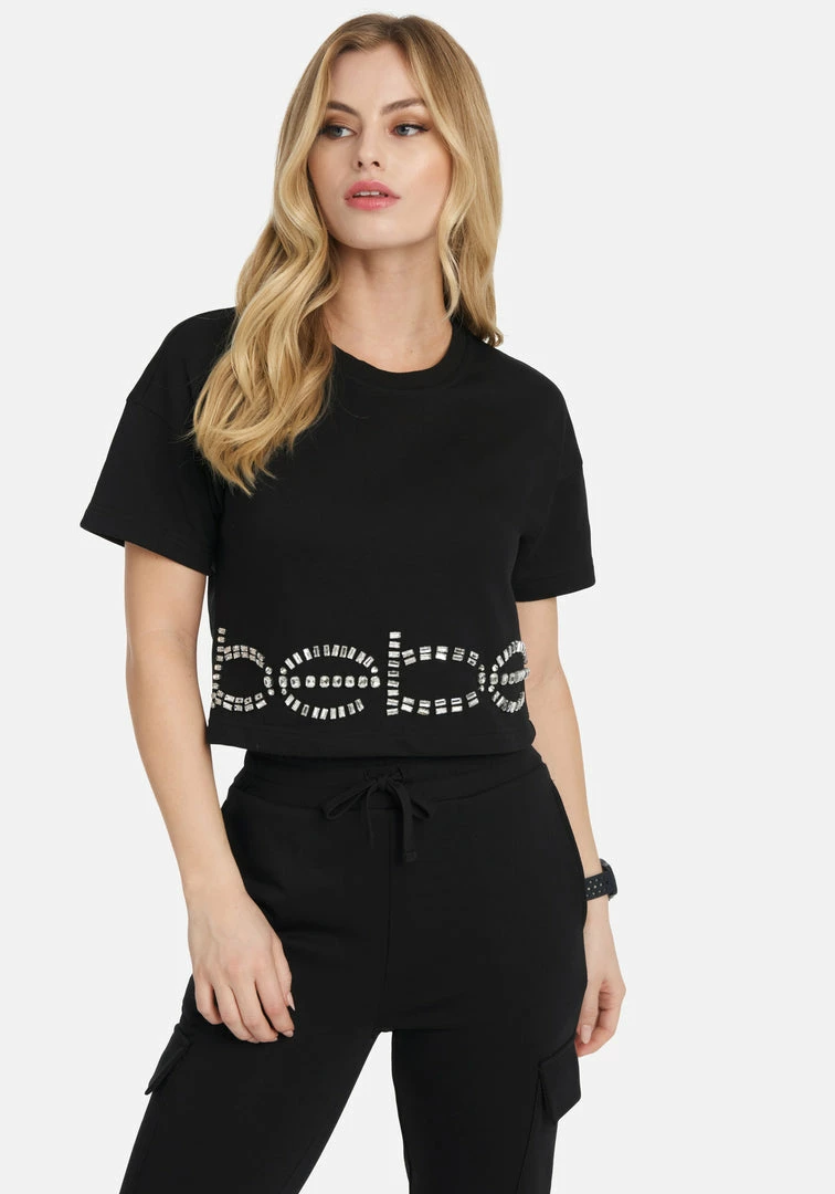 TC Bebe Rhinestone Logo French Terry Crop Top 1 TC Bebe Rhinestone Logo French Terry Crop Top