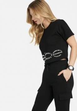 TC Bebe Rhinestone Logo French Terry Crop Top 8 TC Bebe Rhinestone Logo French Terry Crop Top