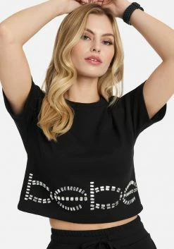 TC Bebe Rhinestone Logo French Terry Crop Top 10 TC Bebe Rhinestone Logo French Terry Crop Top