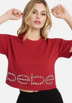 TC Bebe Rhinestone Logo French Terry Crop Top 10 TC Bebe Rhinestone Logo French Terry Crop Top