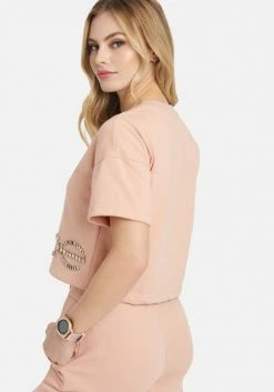 TC Bebe Rhinestone Logo French Terry Crop Top