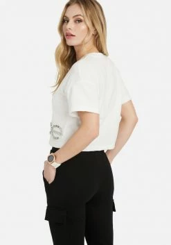 TC Bebe Rhinestone Logo French Terry Crop Top