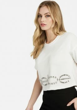 TC Bebe Rhinestone Logo French Terry Crop Top