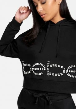 TC Bebe Stone Logo French Terry Hooded Top