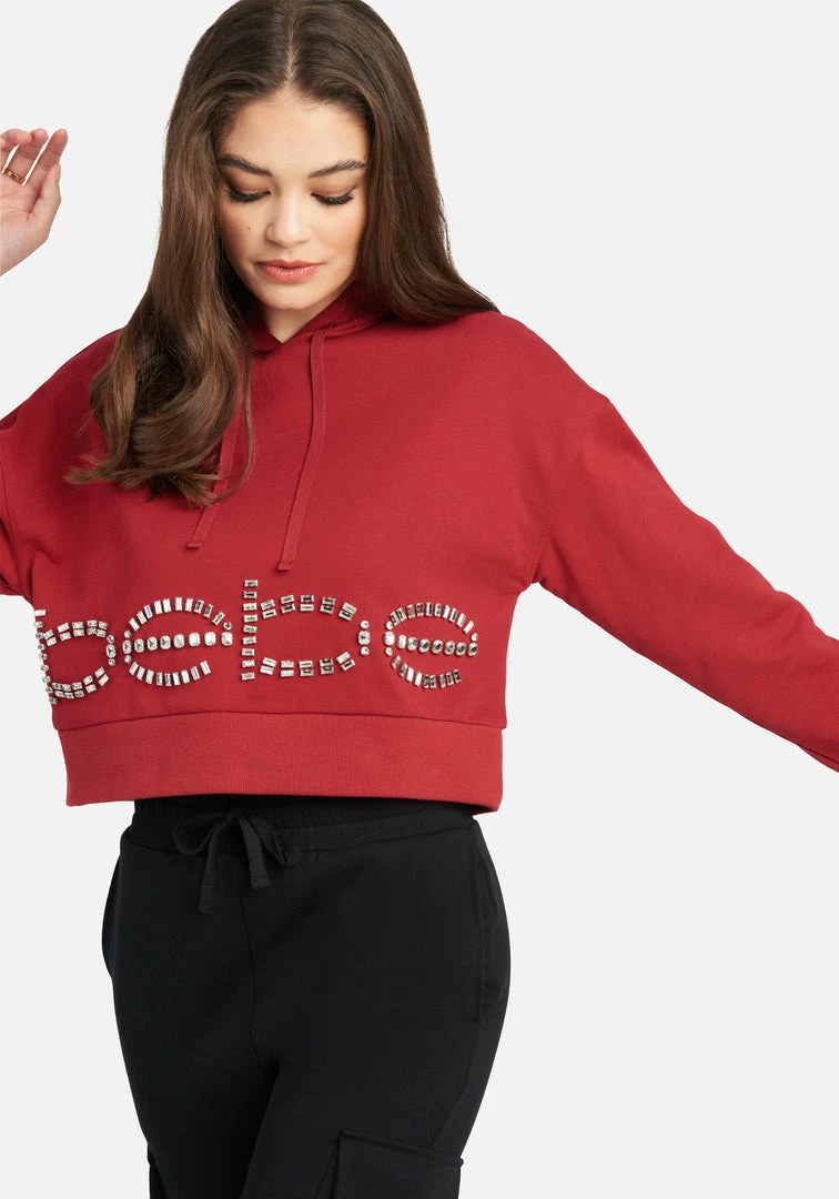 TC Bebe Stone Logo French Terry Hooded Top 1 TC Bebe Stone Logo French Terry Hooded Top