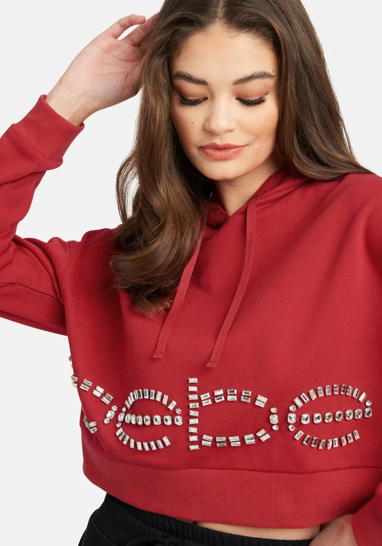 TC Bebe Stone Logo French Terry Hooded Top 2 TC Bebe Stone Logo French Terry Hooded Top