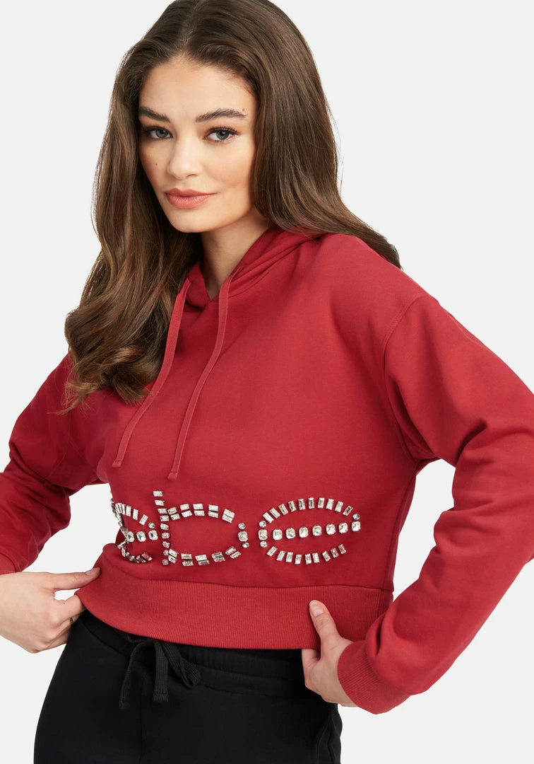 TC Bebe Stone Logo French Terry Hooded Top 3 TC Bebe Stone Logo French Terry Hooded Top