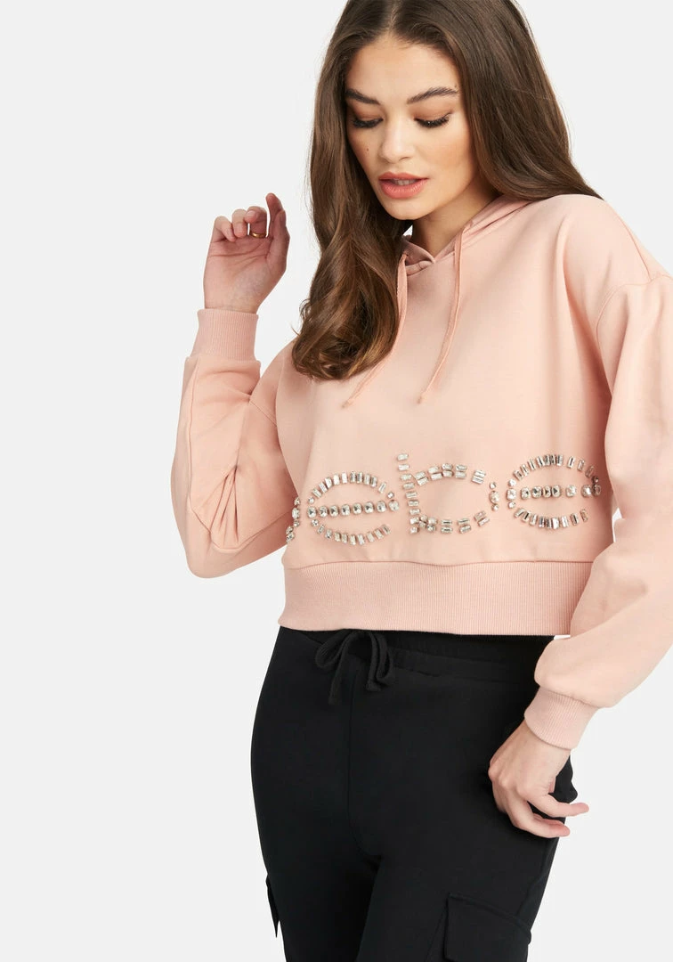 TC Bebe Stone Logo French Terry Hooded Top 3 TC Bebe Stone Logo French Terry Hooded Top