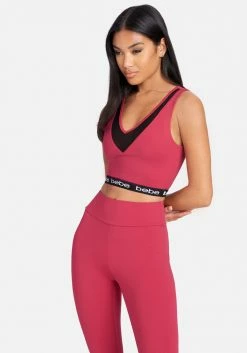 TC Bebe Logo Elastic Mesh Insert Top