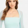 JUMP Bridal Square Neck Mesh Sleeve Dress