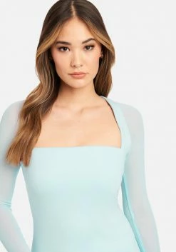 JUMP Bridal Square Neck Mesh Sleeve Dress