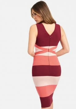 JUMP Bandage Dresses Color Blocked Bandage Midi Dress