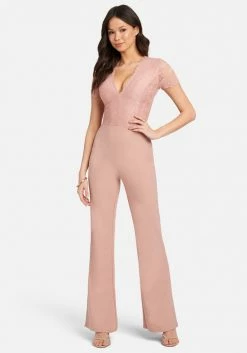 Deep V Lace Wide Leg Jumpsuit