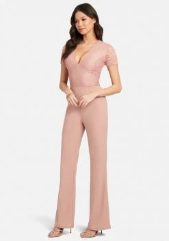 Deep V Lace Wide Leg Jumpsuit