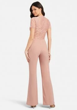 Deep V Lace Wide Leg Jumpsuit