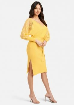 JUMP Lace Detail Sweater Midi Dress