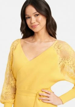 JUMP Lace Detail Sweater Midi Dress