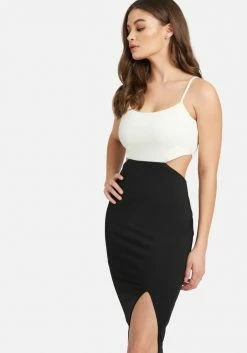 JUMP Side Cutout Midi Slit Dress