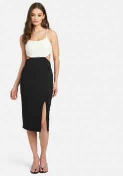 JUMP Side Cutout Midi Slit Dress