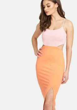 JUMP Side Cutout Midi Slit Dress Bridal