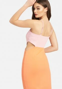 JUMP Side Cutout Midi Slit Dress Bridal