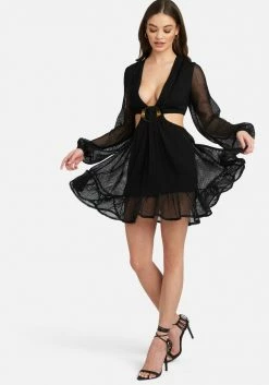 JUMP Ring Detail Side Cutout Flare Dress Bridal