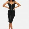 JUMP Bandage Double Ended Zipper Midi Dress Clothing
