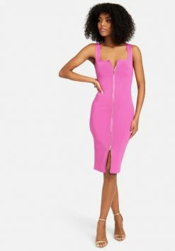 JUMP Bandage Dresses Bandage Double Ended Zipper Midi Dress