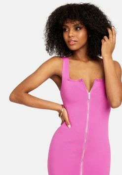 JUMP Bandage Dresses Bandage Double Ended Zipper Midi Dress