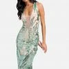 JUMP Illusion Sparkle Mesh Sequin Dress Bridal