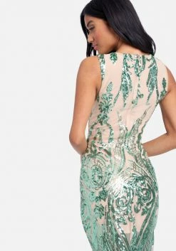 JUMP Illusion Sparkle Mesh Sequin Dress Bridal