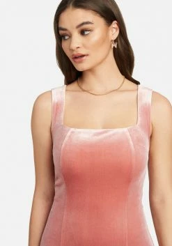 JUMP Square Neck Slit Detail Dress