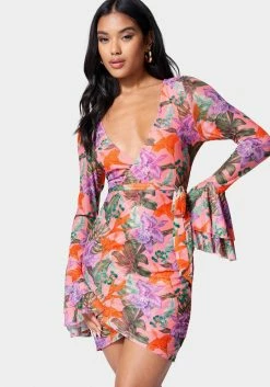 JUMP Bell Sleeve Mesh Mini Dress