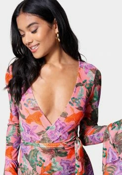 JUMP Bell Sleeve Mesh Mini Dress