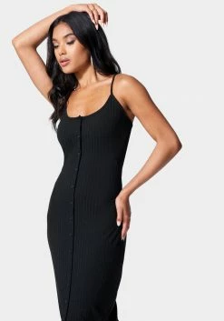 JUMP Festival Season Button Front Rib Midi Dress