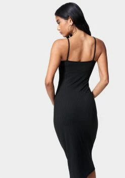 JUMP Festival Season Button Front Rib Midi Dress