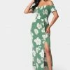JUMP Off Shoulder Slit Maxi Dress Night Out