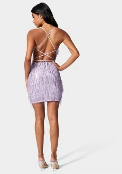 JUMP Sequin Lace Up Back Dress