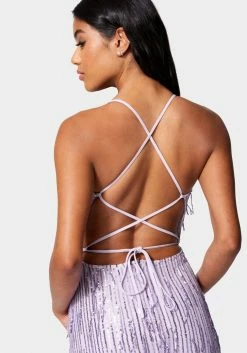 JUMP Sequin Lace Up Back Dress