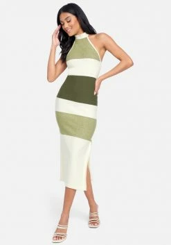 JUMP Print Shop Halter Neck Rib Midi Dress