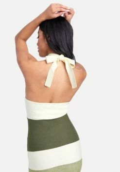 JUMP Print Shop Halter Neck Rib Midi Dress