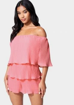 JUMP Tiered Ruffle Off Shoulder Romper