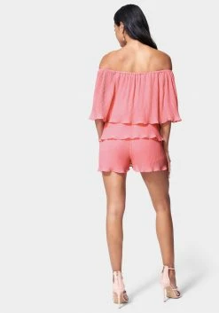JUMP Tiered Ruffle Off Shoulder Romper