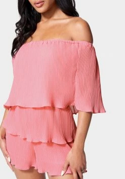 JUMP Tiered Ruffle Off Shoulder Romper