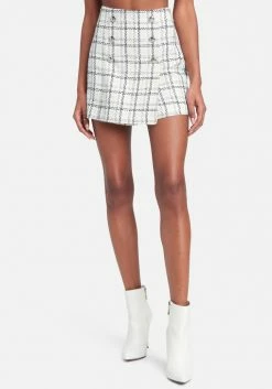 TC Tailoring Window Pane Boucle Button Detail Skort