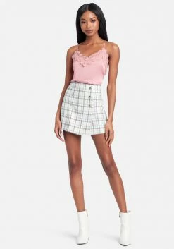 TC Tailoring Window Pane Boucle Button Detail Skort